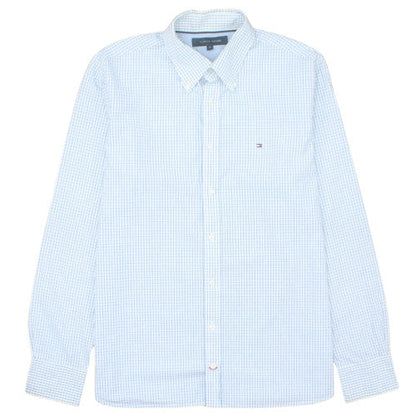 Tommy Hilfiger Men Blue Check Button-Down Long Sleeve Shirt M