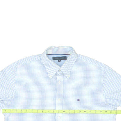 Tommy Hilfiger Men Blue Check Button-Down Long Sleeve Shirt M