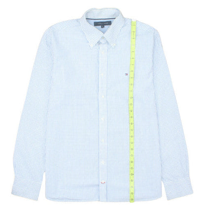Tommy Hilfiger Men Blue Check Button-Down Long Sleeve Shirt M