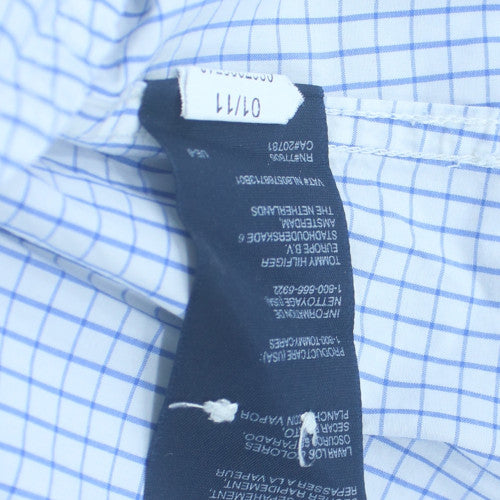Tommy Hilfiger Men Blue Check Button-Down Long Sleeve Shirt M