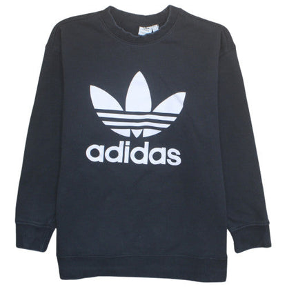 Adidas Women Black 3XL Crew Neck Sweatshirt with Logo Print