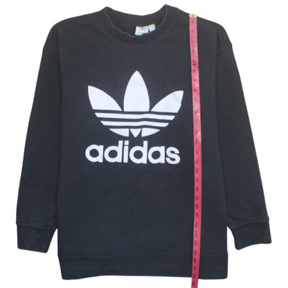 Adidas Women Black 3XL Crew Neck Sweatshirt with Logo Print