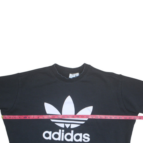 Adidas Women Black 3XL Crew Neck Sweatshirt with Logo Print