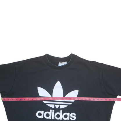 Adidas Women Black 3XL Crew Neck Sweatshirt with Logo Print