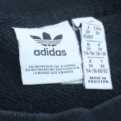 Adidas Women Black 3XL Crew Neck Sweatshirt with Logo Print