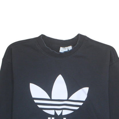 Adidas Women Black 3XL Crew Neck Sweatshirt with Logo Print