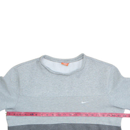 Nike Men's Grey Striped Crew Neck Fleece Sweatshirt Size M