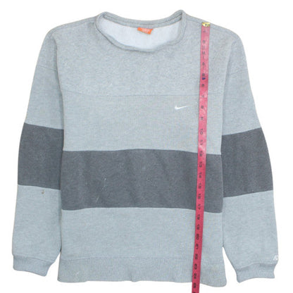 Nike Men's Grey Striped Crew Neck Fleece Sweatshirt Size M