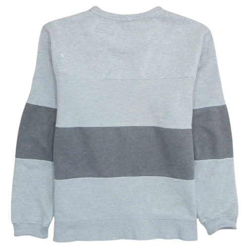 Nike Men's Grey Striped Crew Neck Fleece Sweatshirt Size M