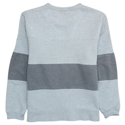 Nike Men's Grey Striped Crew Neck Fleece Sweatshirt Size M
