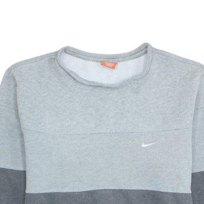 Nike Men's Grey Striped Crew Neck Fleece Sweatshirt Size M