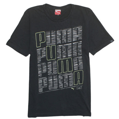 Puma Men's Black Graphic Print Crew Neck Cotton T-Shirt Size M