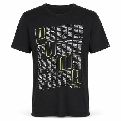 Puma Men's Black Graphic Print Crew Neck Cotton T-Shirt Size M