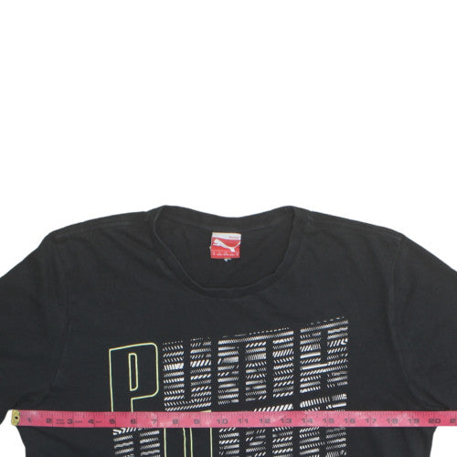 Puma Men's Black Graphic Print Crew Neck Cotton T-Shirt Size M