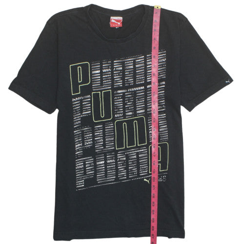 Puma Men's Black Graphic Print Crew Neck Cotton T-Shirt Size M