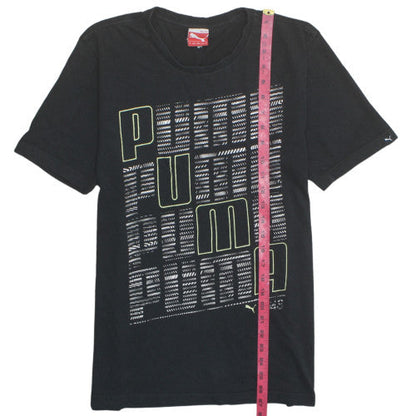 Puma Men's Black Graphic Print Crew Neck Cotton T-Shirt Size M