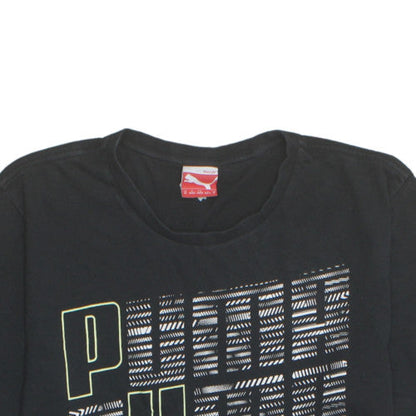 Puma Men's Black Graphic Print Crew Neck Cotton T-Shirt Size M