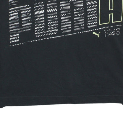Puma Men's Black Graphic Print Crew Neck Cotton T-Shirt Size M