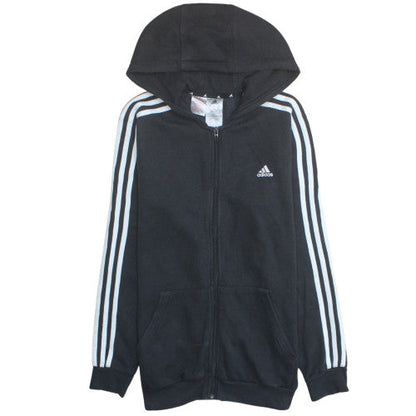 Adidas Boys Black Full Zip Hoodie 15-16 Years Classic Sportswear
