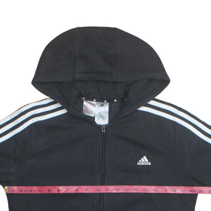 Adidas Boys Black Full Zip Hoodie 15-16 Years Classic Sportswear