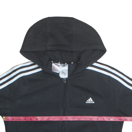 Adidas Boys Black Full Zip Hoodie 15-16 Years Classic Sportswear