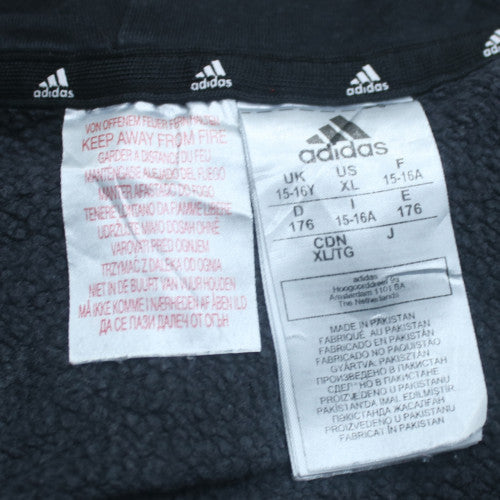 Adidas Boys Black Full Zip Hoodie 15-16 Years Classic Sportswear
