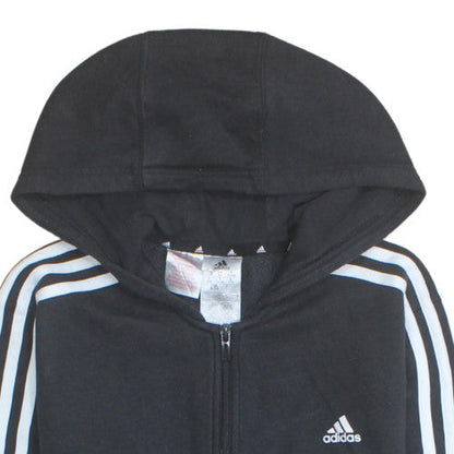 Adidas Boys Black Full Zip Hoodie 15-16 Years Classic Sportswear