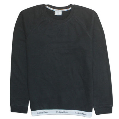 Calvin Klein Men's Black Crew Neck Logo Sweatshirt M Pullover