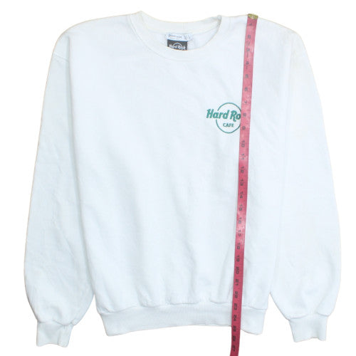Hard Rock Cafe Women’s White Crew Neck Pullover Sweatshirt S by Stradivarius
