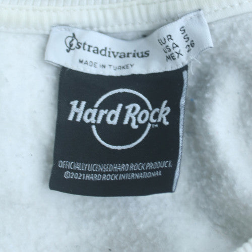Hard Rock Cafe Women’s White Crew Neck Pullover Sweatshirt S by Stradivarius