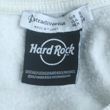 Hard Rock Cafe Women’s White Crew Neck Pullover Sweatshirt S by Stradivarius