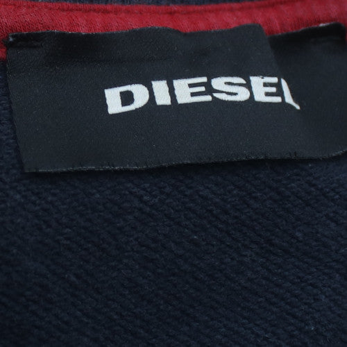 Diesel Men's Blue Logo Crew Neck Cotton Sweatshirt Size L