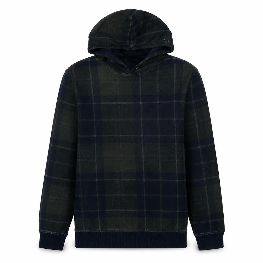 Barbour Men's Green XL Check Pullover Hoodie Cotton Autumn Winter