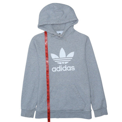 Adidas Men Grey Pullover Hoodie Small Logo Fleece Sweatshirt