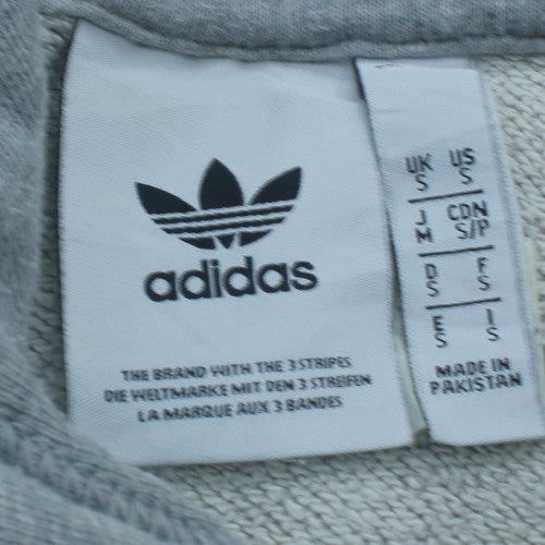Adidas Men Grey Pullover Hoodie Small Logo Fleece Sweatshirt