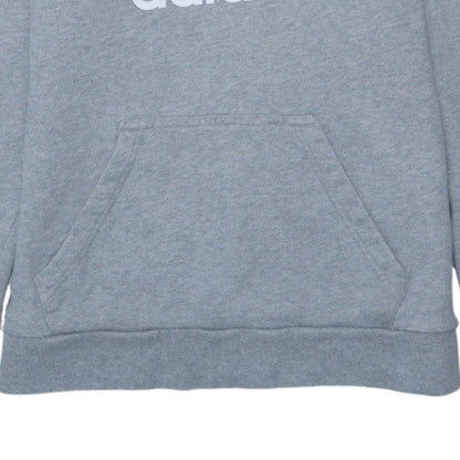 Adidas Men Grey Pullover Hoodie Small Logo Fleece Sweatshirt