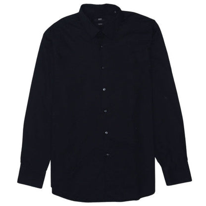 Hugo Boss Men's Black Regular Fit Long Sleeve Cotton Button-Up Shirt Size 46