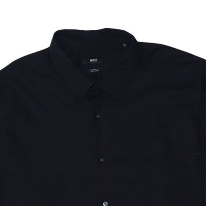 Hugo Boss Men's Black Regular Fit Long Sleeve Cotton Button-Up Shirt Size 46