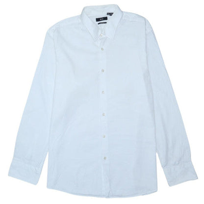 Hugo Boss Men’s White Regular Fit Long Sleeve Button-Up Shirt 17.5 L