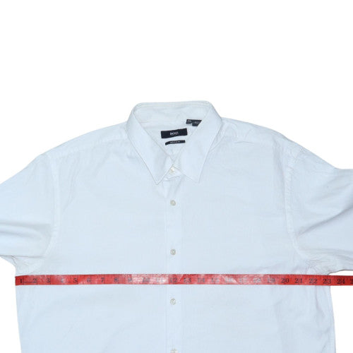 Hugo Boss Men’s White Regular Fit Long Sleeve Button-Up Shirt 17.5 L