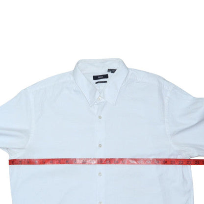 Hugo Boss Men’s White Regular Fit Long Sleeve Button-Up Shirt 17.5 L