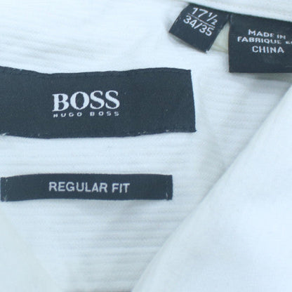 Hugo Boss Men’s White Regular Fit Long Sleeve Button-Up Shirt 17.5 L