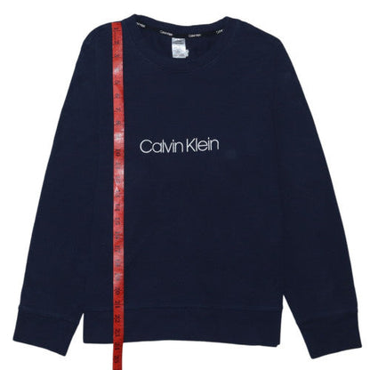 Calvin Klein Women’s Navy Blue Logo Crew Neck Pullover Sweatshirt L