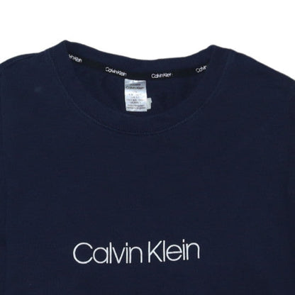 Calvin Klein Women’s Navy Blue Logo Crew Neck Pullover Sweatshirt L