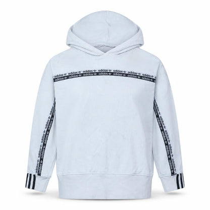 Adidas Womens White Pullover Hoodie Size 14 Logo Trim Cotton