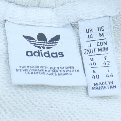 Adidas Womens White Pullover Hoodie Size 14 Logo Trim Cotton