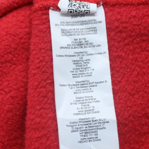 FILA Men's Red Pullover Hoodie Size L Regular Fit Fleece