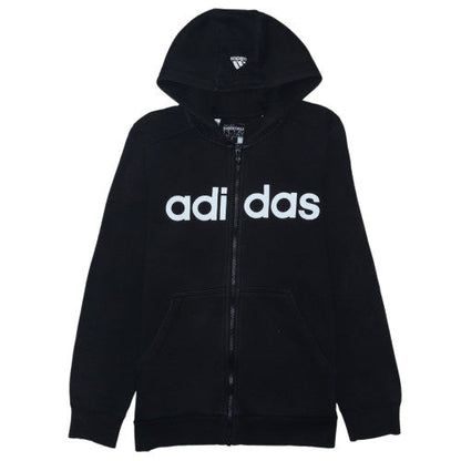 adidas Boys Black Full Zip Hoodie 13-14 Years Fleece Sportswear