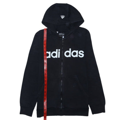 adidas Boys Black Full Zip Hoodie 13-14 Years Fleece Sportswear
