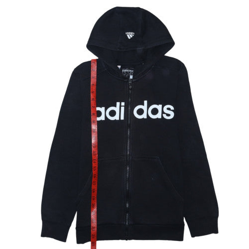 adidas Boys Black Full Zip Hoodie 13-14 Years Fleece Sportswear